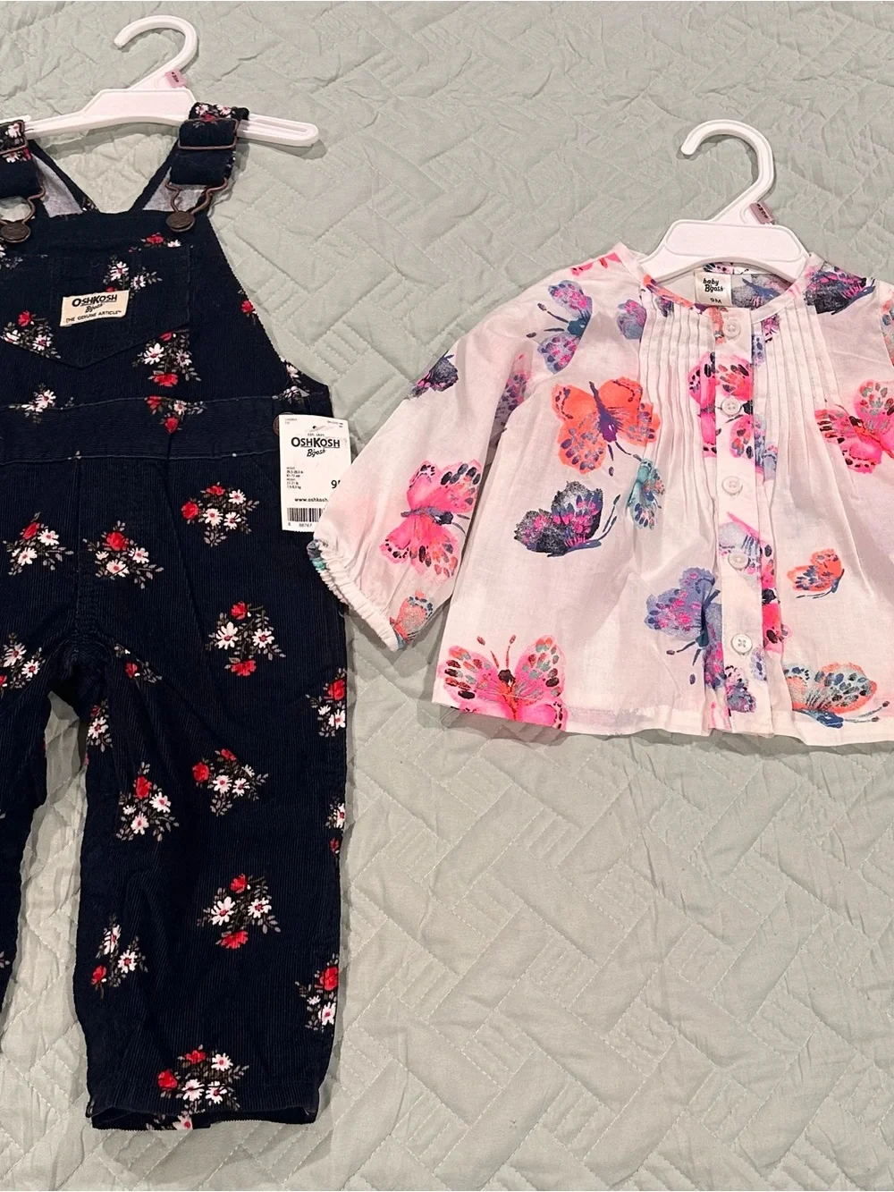 OshKosh B'gosh Navy Floral Corduroy Overalls